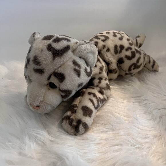Animal Alley Snow Leopard 17" Plush Vtg Toys R Us Spotted Stuffed Toy Weighted - Picture 1 of 6